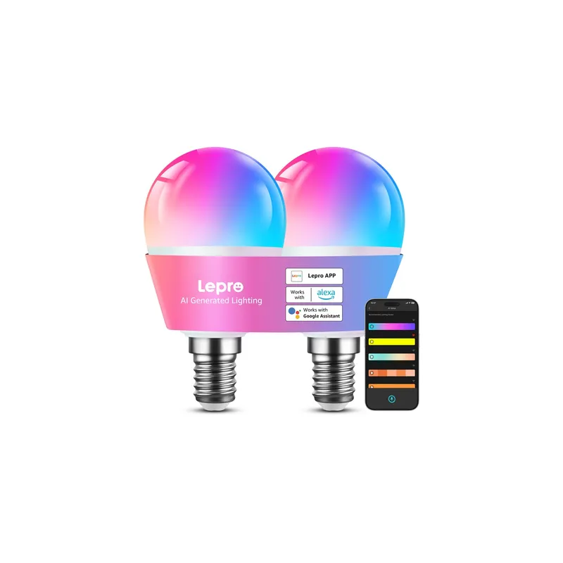 LEPRO BP1-2 E14 LED Bulb with Bluetooth and Wi-Fi, 470 lm, 2-pack